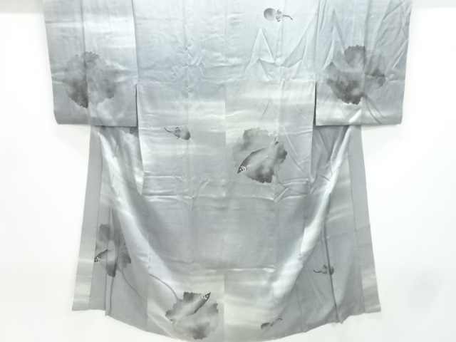 JAPANESE KIMONO / ANTIQUE MENS JUBAN / SILK / FISH & EGGPLANT